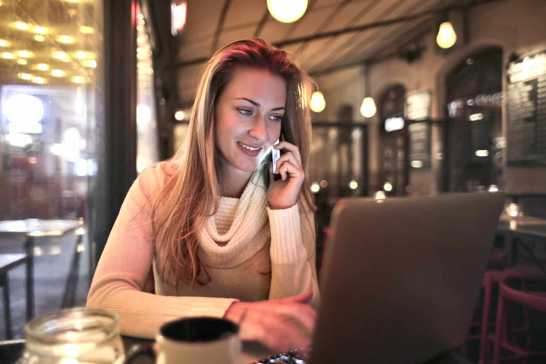 Woman Calling for internet services