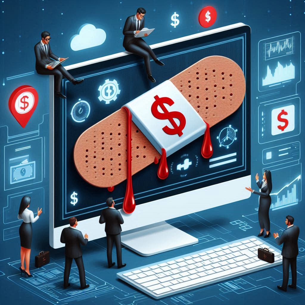 Graphic highlighting businessmen identifying issues with their IT spend