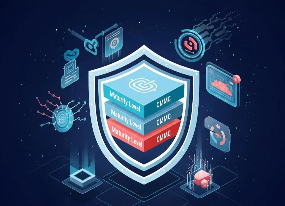 A cybersecurity shield on what is cmmc compliance