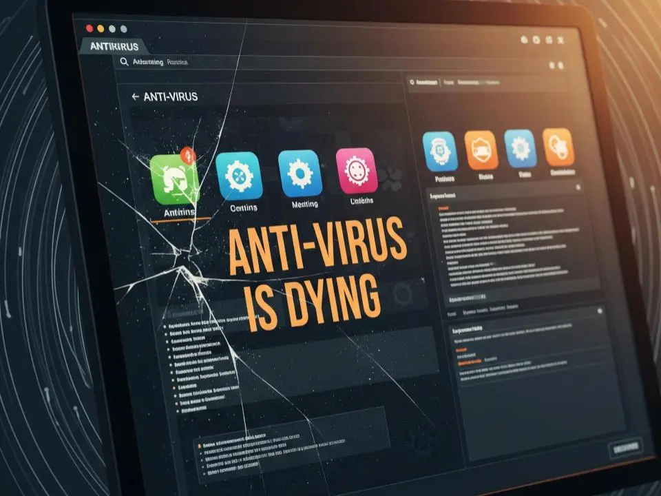 A monitor with antivirus is dying software concept