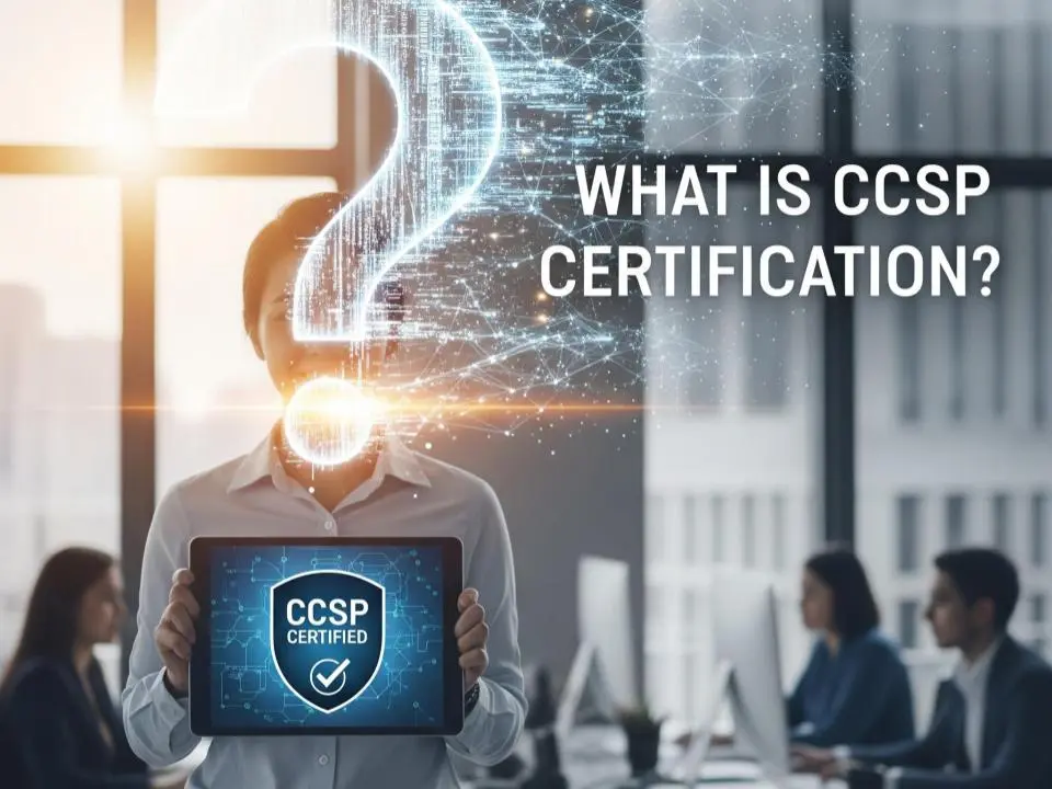 A woman holding a tabled who is a CSSP certified